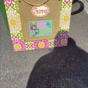 Pink and Green Floral Art Poster